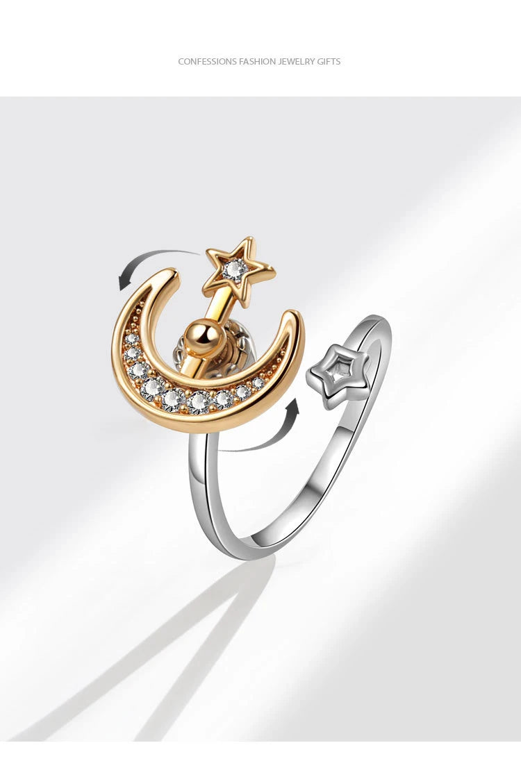 Moon Star Anti Anxiety Rotatable Ring