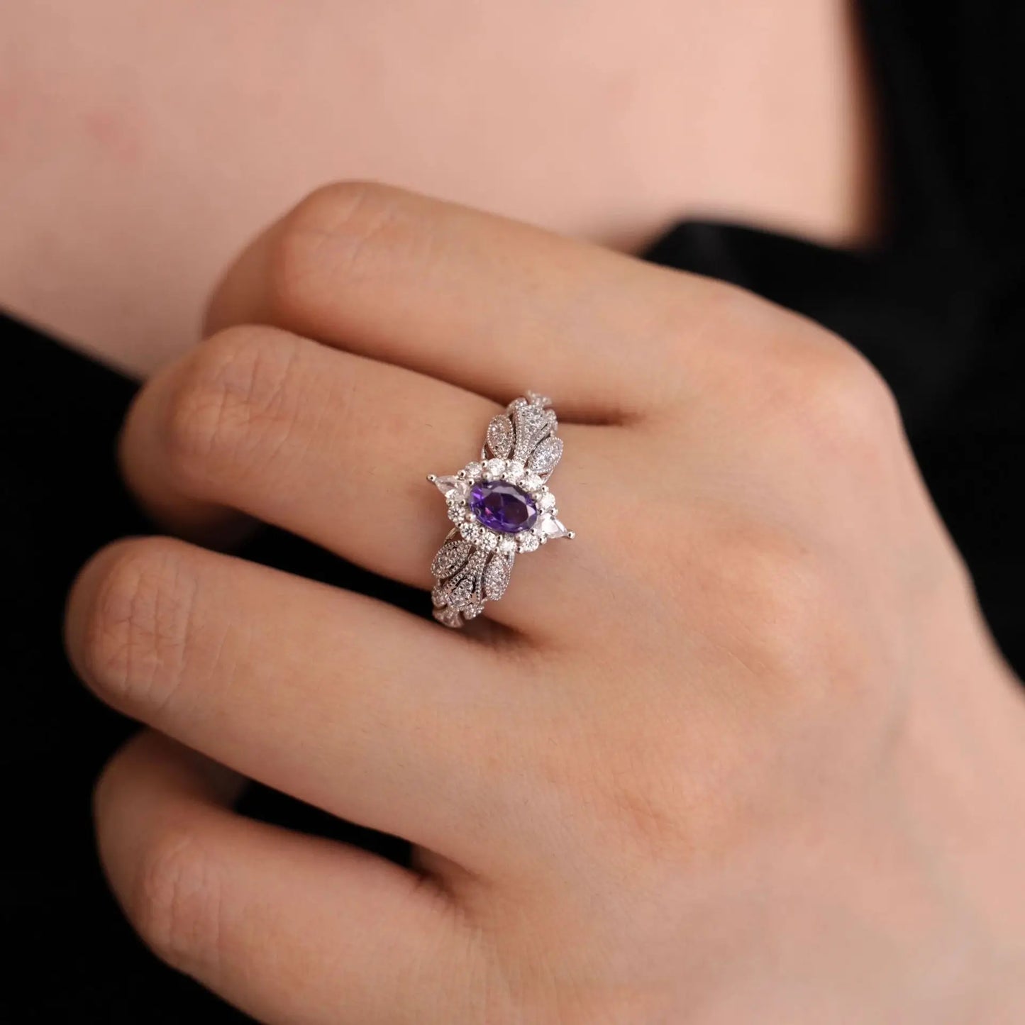 Athena Fairy Wings Purple Diamond Ring