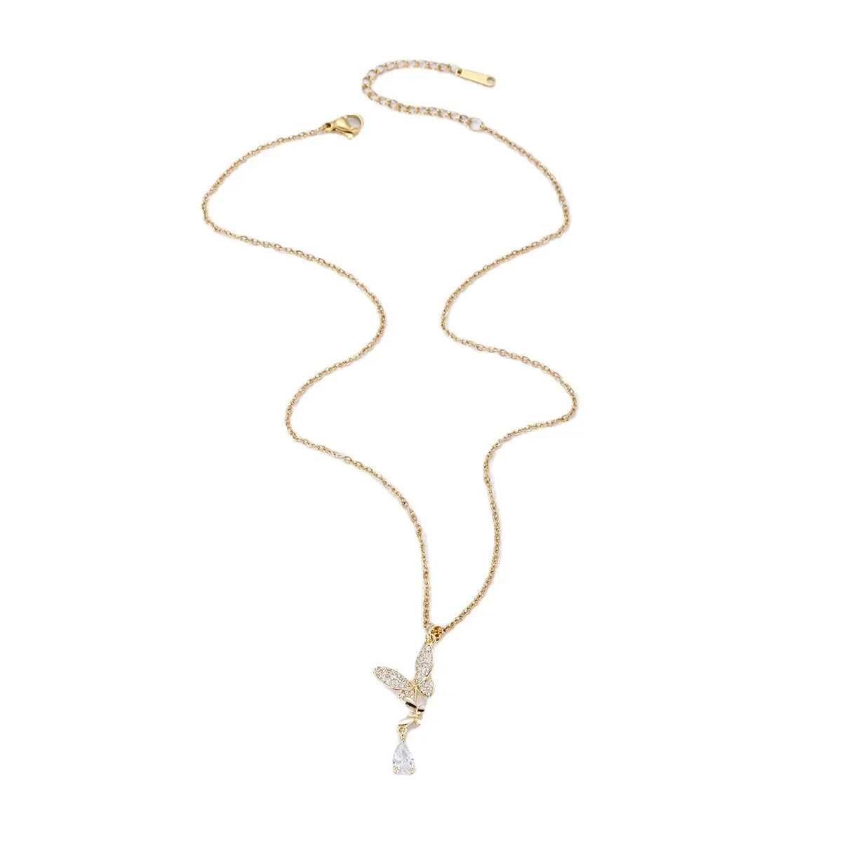 Clover Butterfly Zircon Pendant Necklace