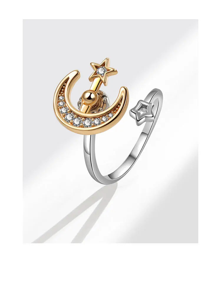 Moon Star Anti Anxiety Rotatable Ring