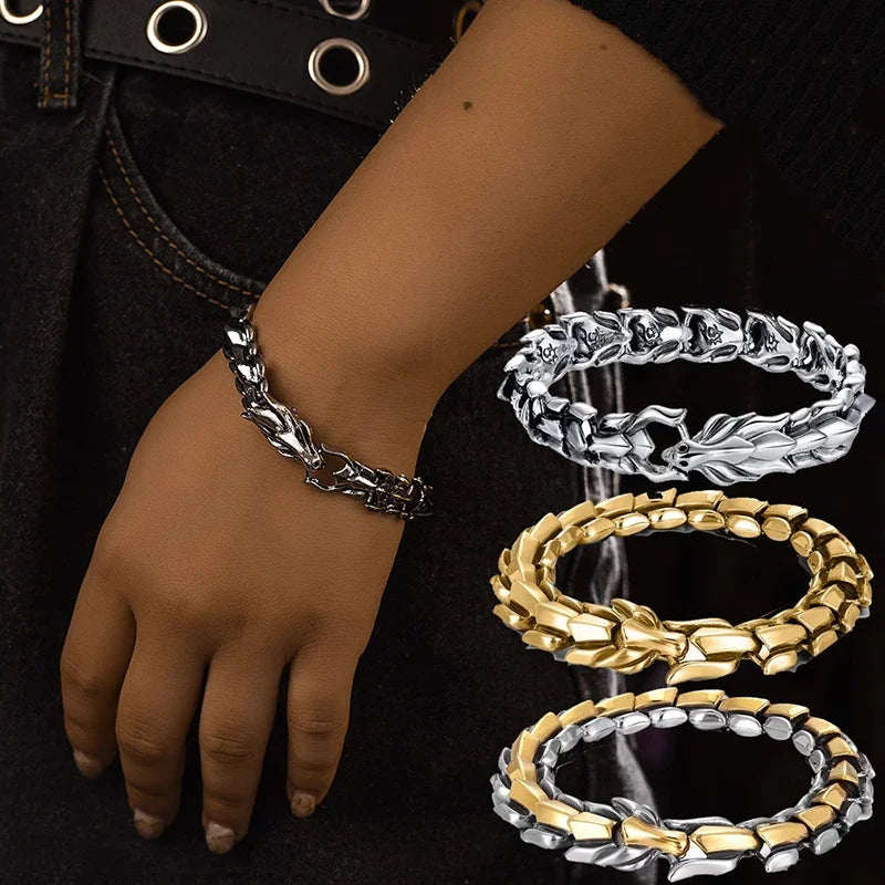 Dragon Head Dragon Scale Bracelet - Stainless Steel