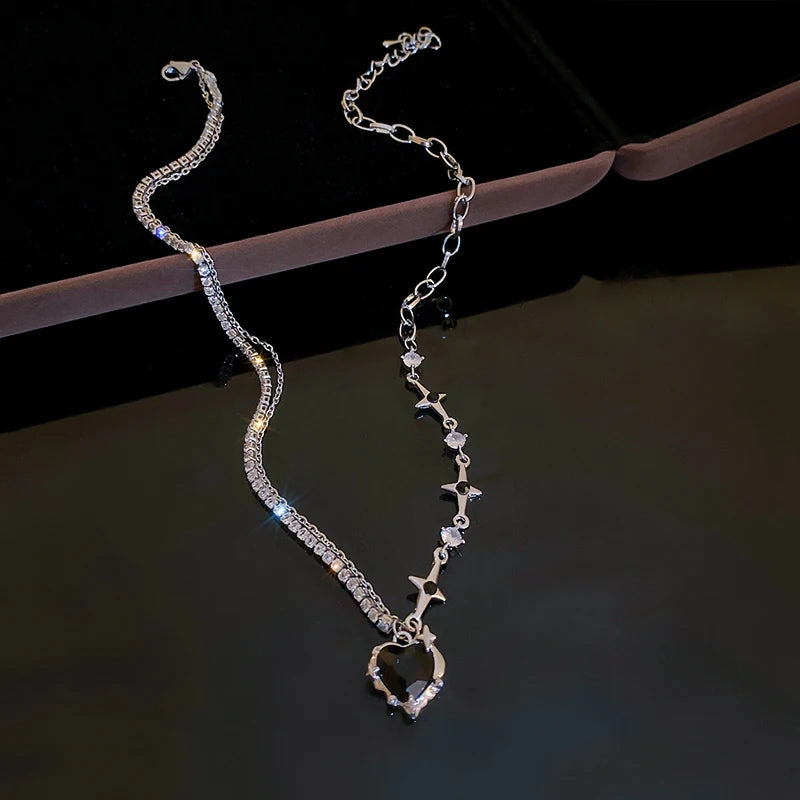 Maleficent Heart Star Zircon Pendant Necklace