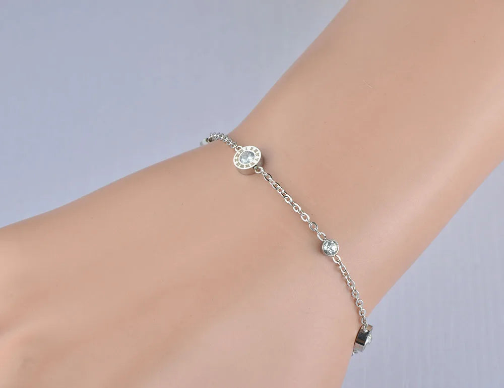 Roman Numerals Adjustable Zircon Bracelet
