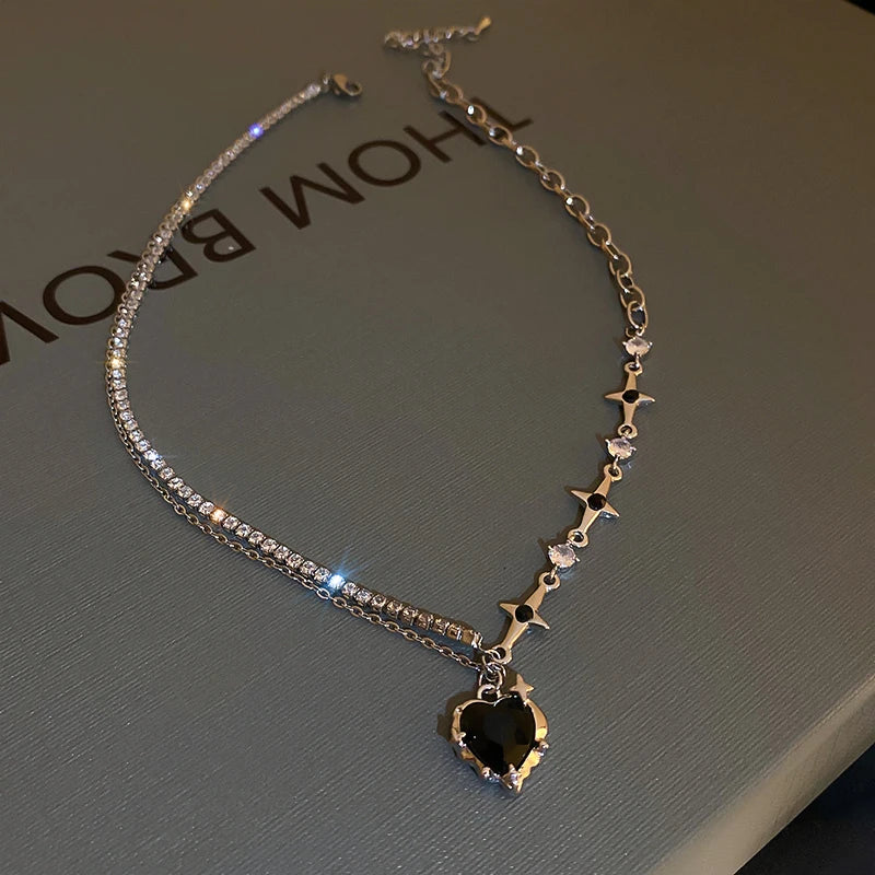 Maleficent Heart Star Zircon Pendant Necklace