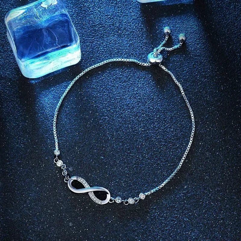 Infinite Love Bow Knot Adjustable Box Chain Zircon Bracelet