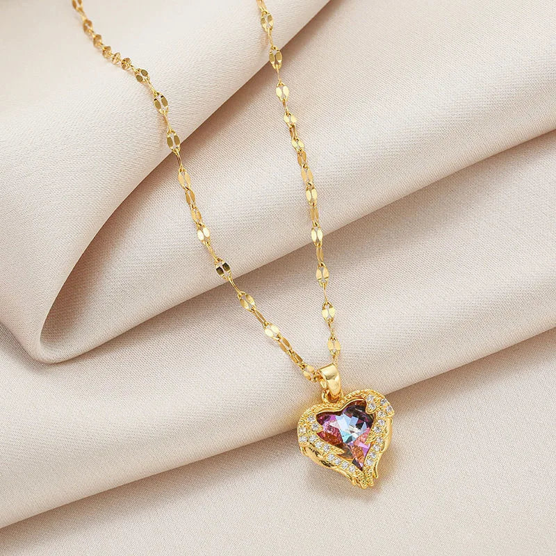 Crystal Ocean Heart Zircon Pendant Necklace