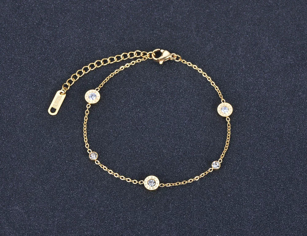 Roman Numerals Adjustable Zircon Bracelet