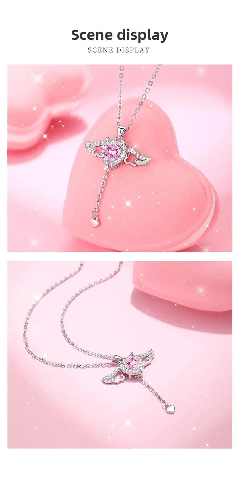 Angelina Angel Wing Zircon Pendant Necklace > Moveable Wings