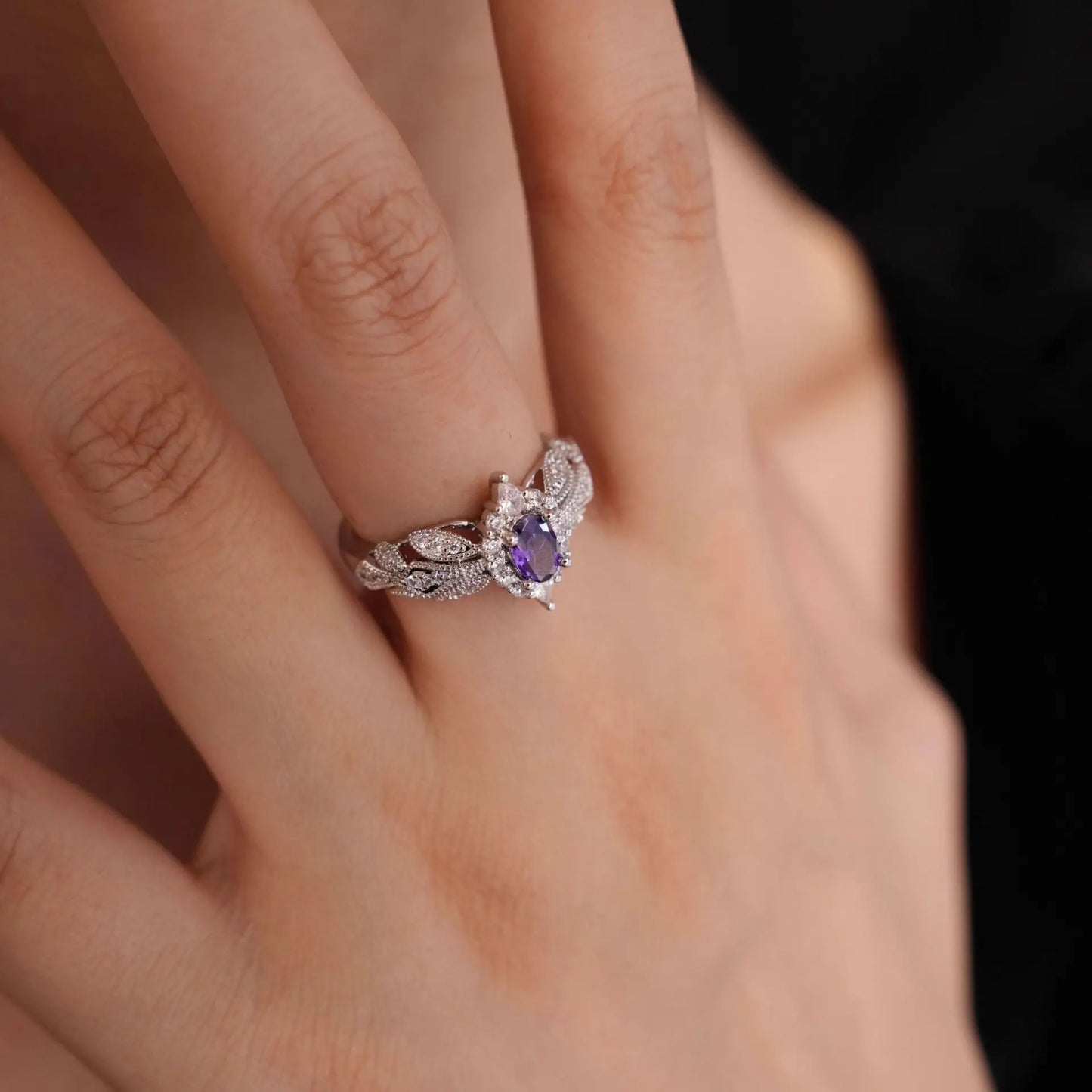 Athena Fairy Wings Purple Diamond Ring