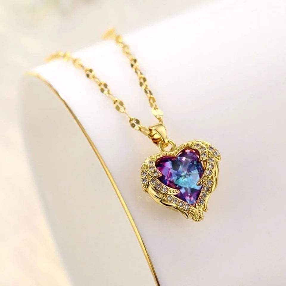 Crystal Ocean Heart Zircon Pendant Necklace