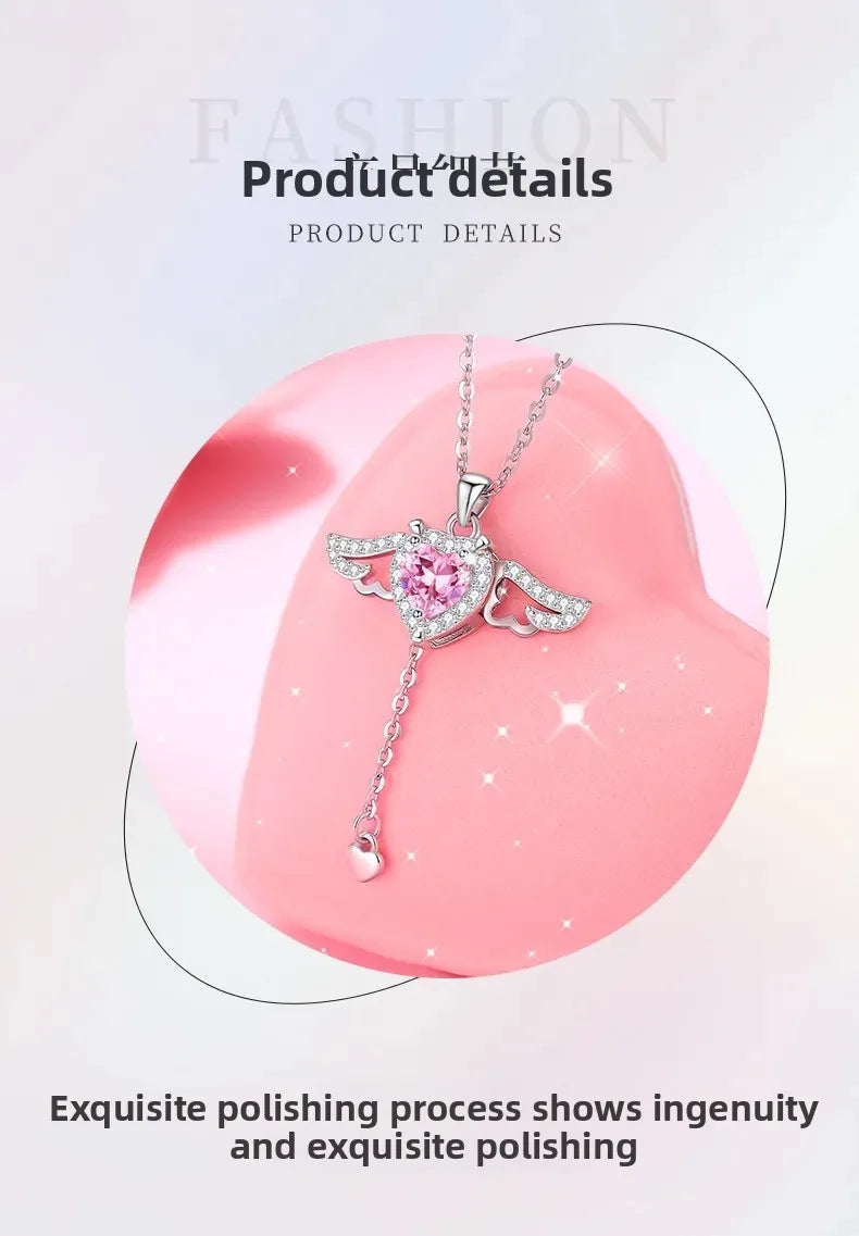 Angelina Angel Wing Zircon Pendant Necklace > Moveable Wings