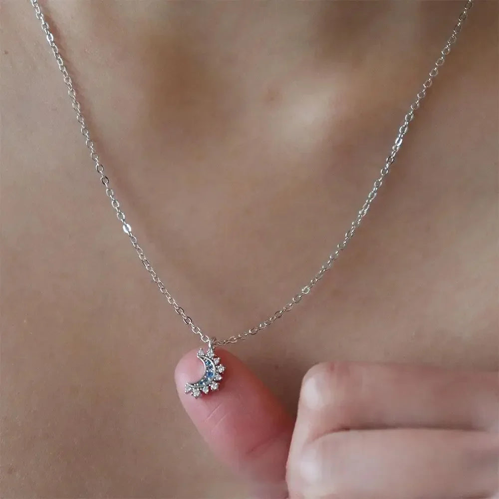 Vintage Sun and Moon Vintage Magnetic Zircon Pendant Necklace
