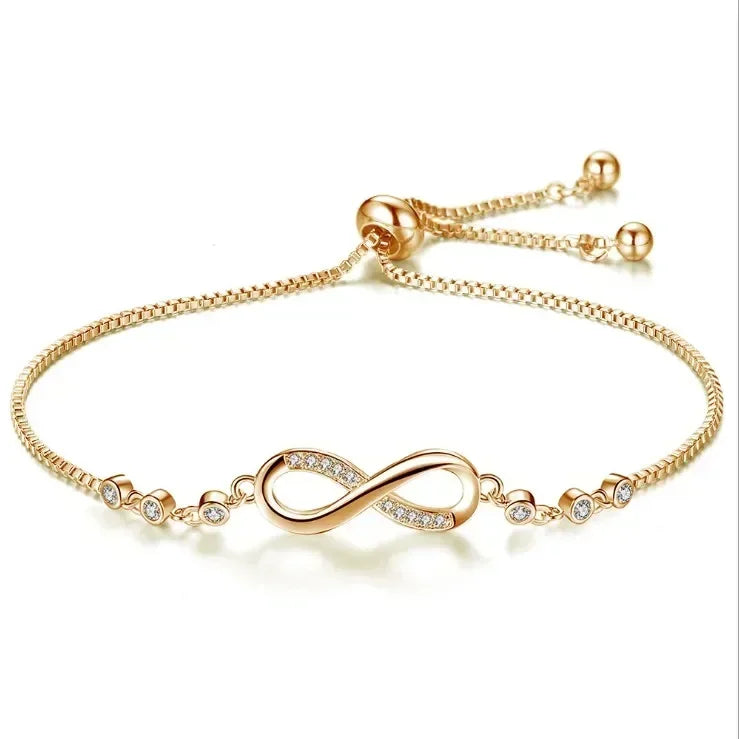 Infinite Love Bow Knot Adjustable Box Chain Zircon Bracelet