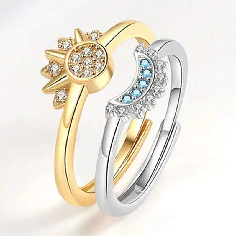 Sun Moon Double Ring - Adjustable