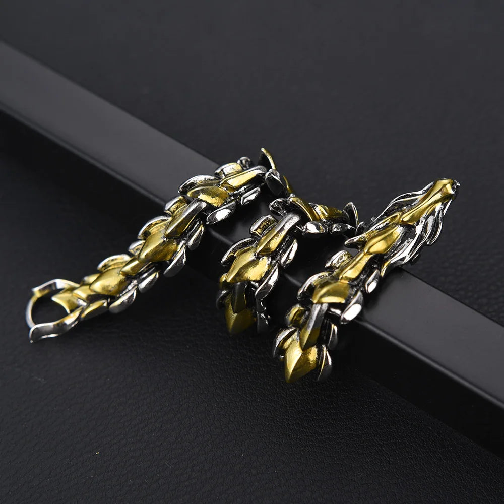 Dragon Head Dragon Scale Bracelet - Stainless Steel