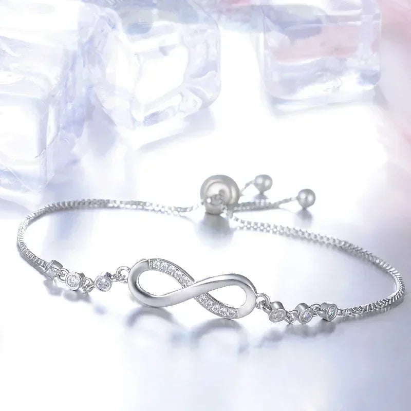 Infinite Love Bow Knot Adjustable Box Chain Zircon Bracelet
