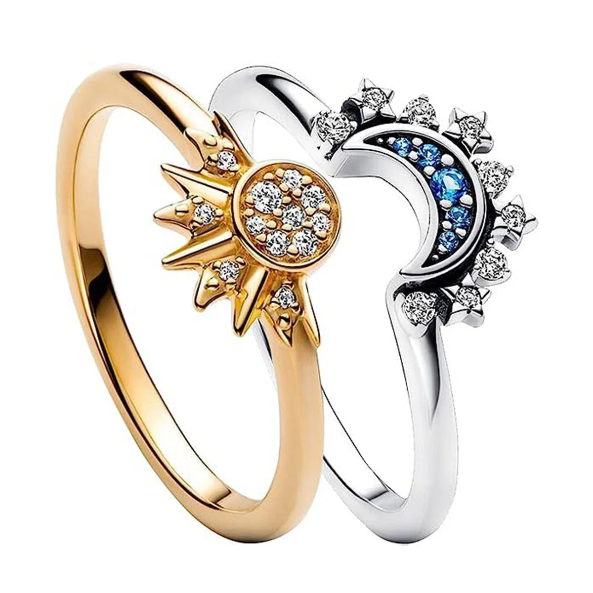 Sun Moon Double Ring - Adjustable