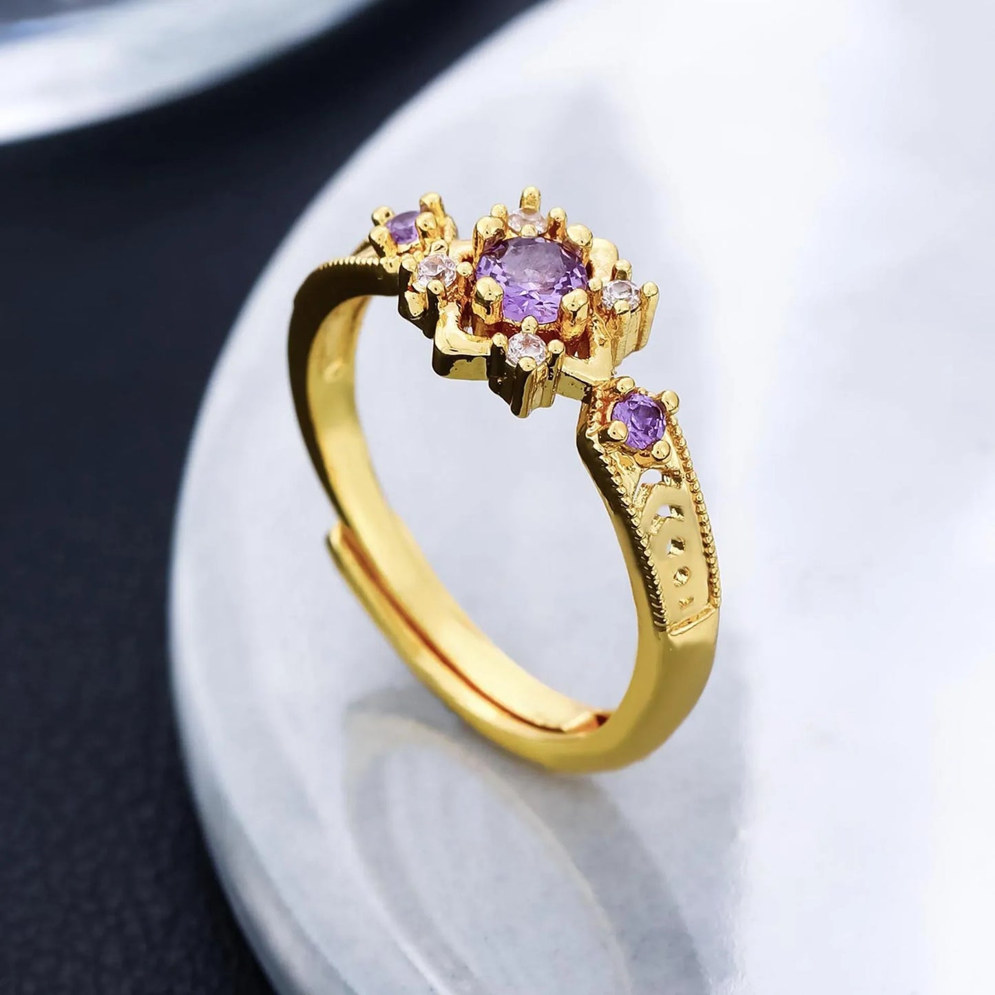 Atlas Star š Purple Square Micro Zircon Diamond Ring