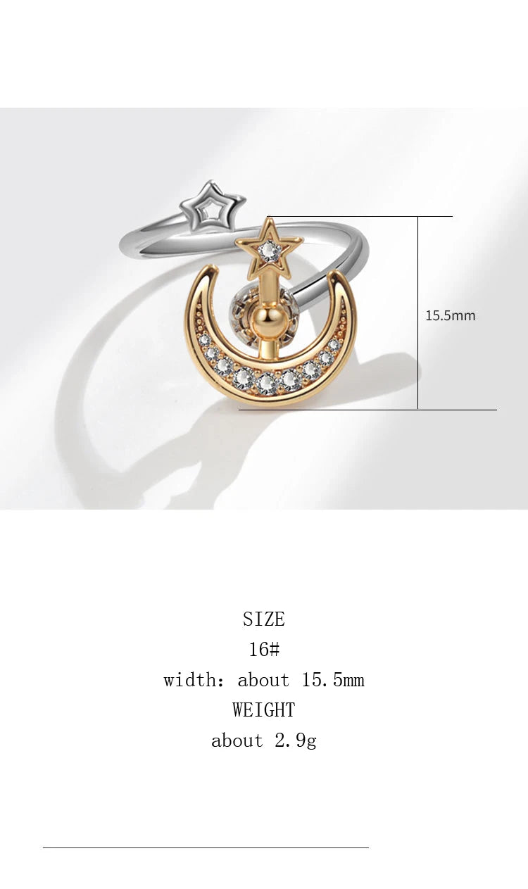 Moon Star Anti Anxiety Rotatable Ring