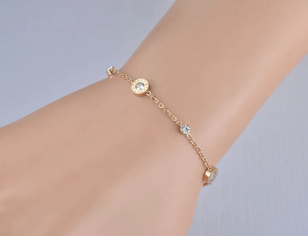 Roman Numerals Adjustable Zircon Bracelet