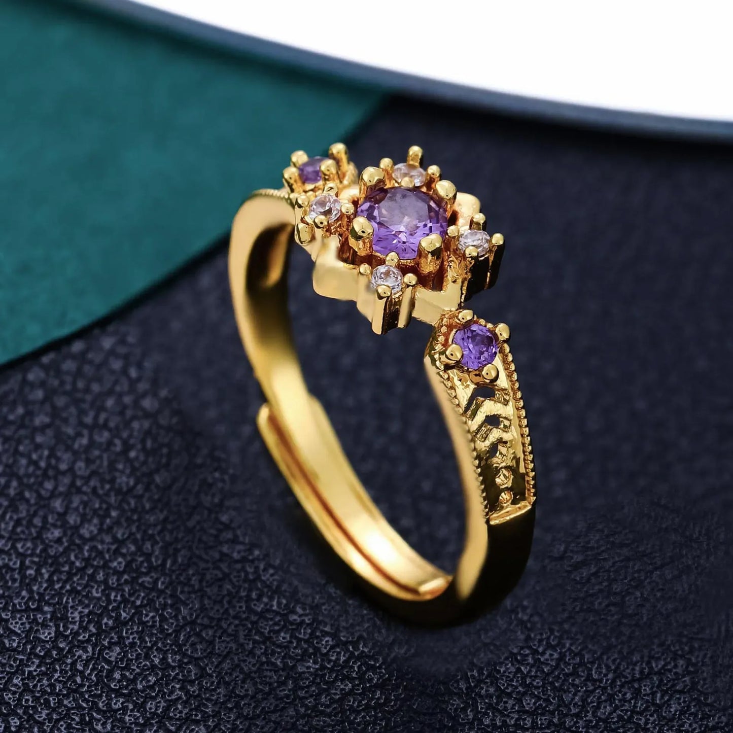 Atlas Star š Purple Square Micro Zircon Diamond Ring