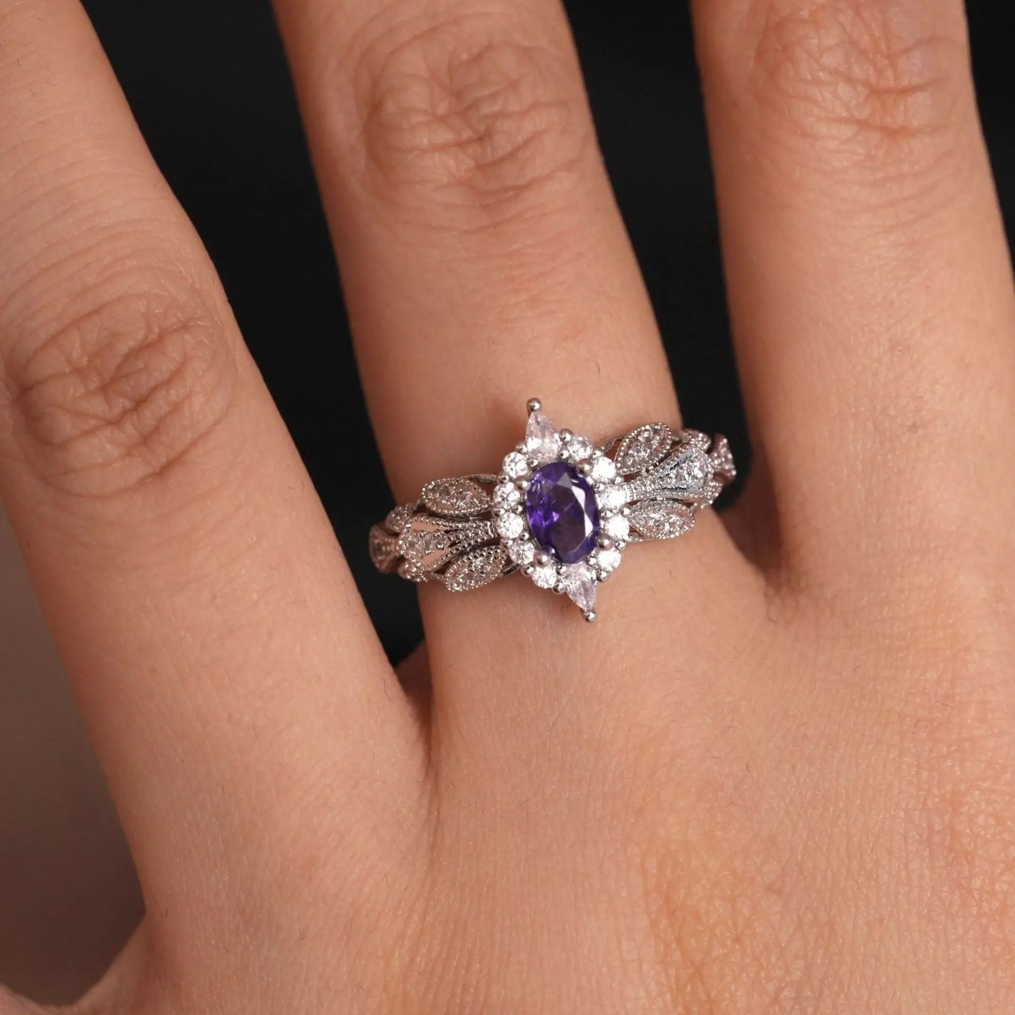 Athena Fairy Wings Purple Diamond Ring