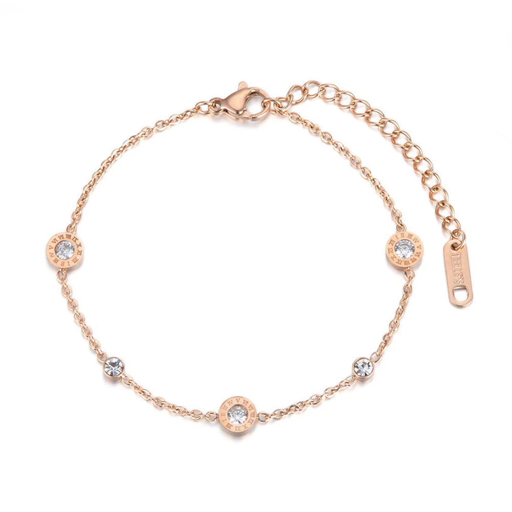 Roman Numerals Adjustable Zircon Bracelet