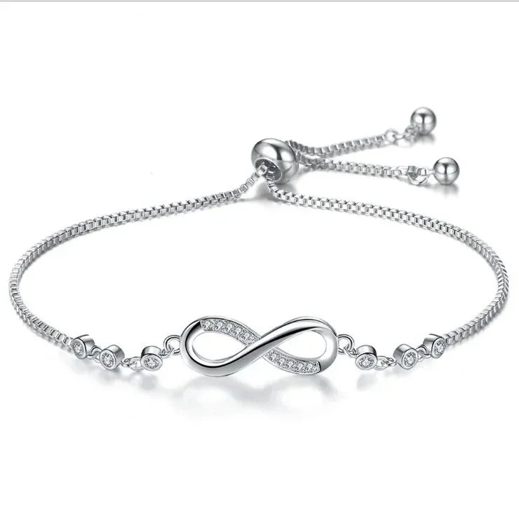 Infinite Love Bow Knot Adjustable Box Chain Zircon Bracelet