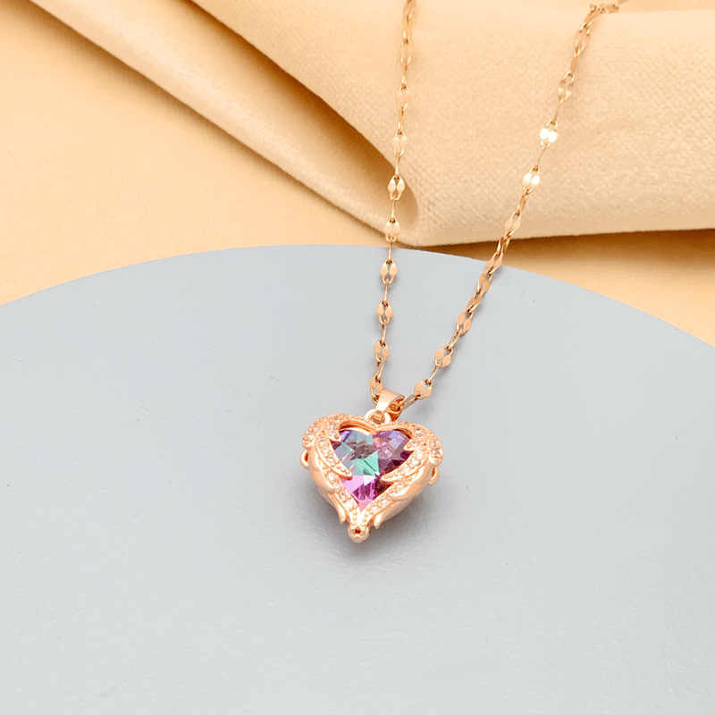 Crystal Ocean Heart Zircon Pendant Necklace