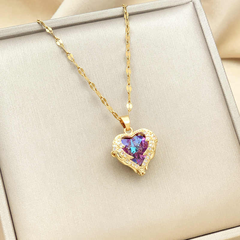 Crystal Ocean Heart Zircon Pendant Necklace