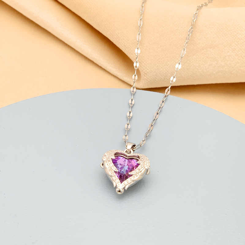 Crystal Ocean Heart Zircon Pendant Necklace