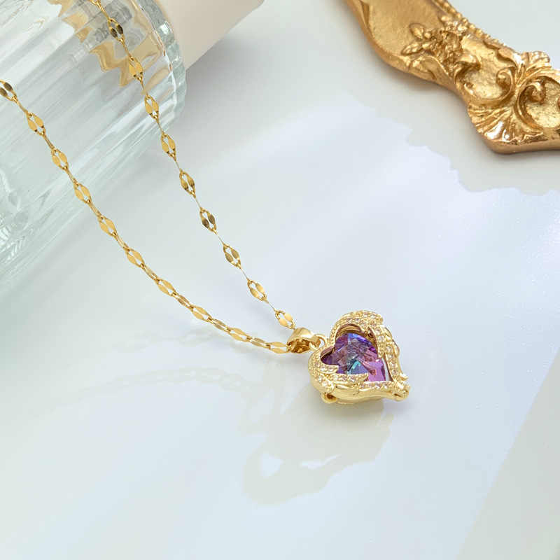 Crystal Ocean Heart Zircon Pendant Necklace