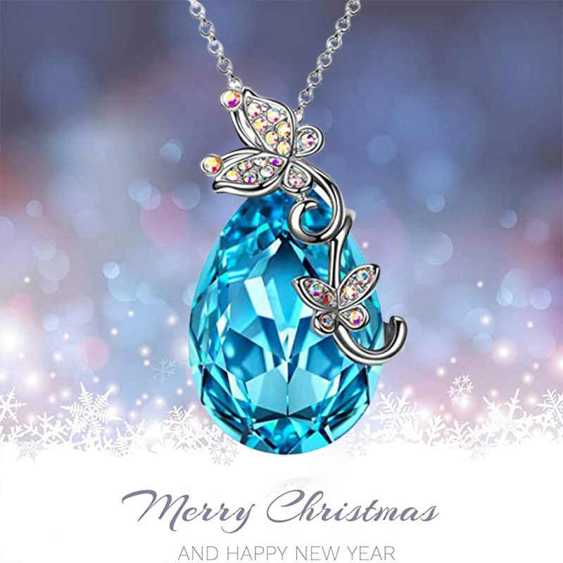 Butterfly with Blue Drop Necklace