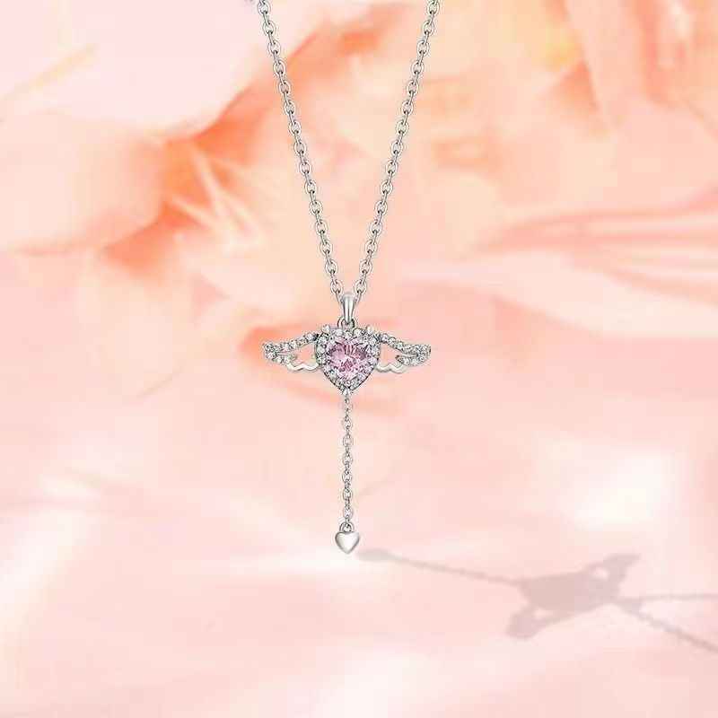 Angelina Angel Wing Zircon Pendant Necklace > Moveable Wings