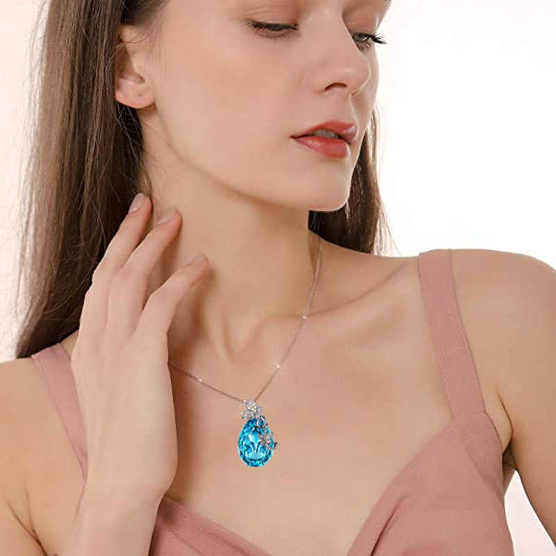 Butterfly with Blue Drop Necklace