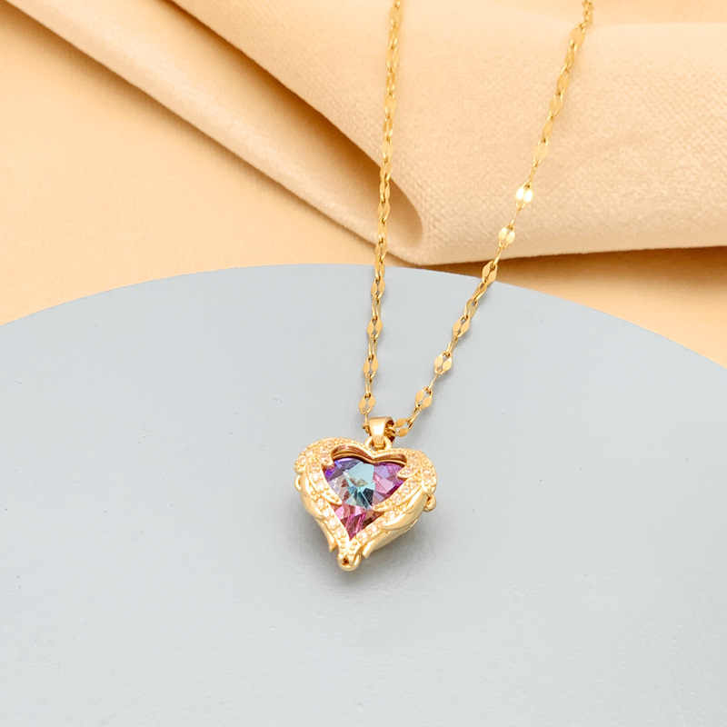 Crystal Ocean Heart Zircon Pendant Necklace