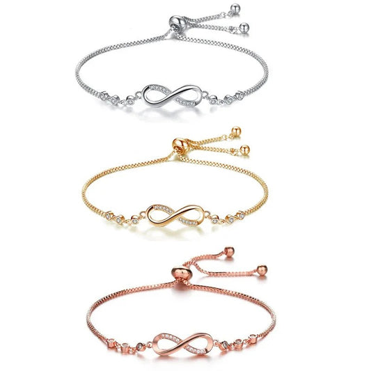 Infinite Love Bow Knot  Adjustable Box Chain Zircon Bracelet