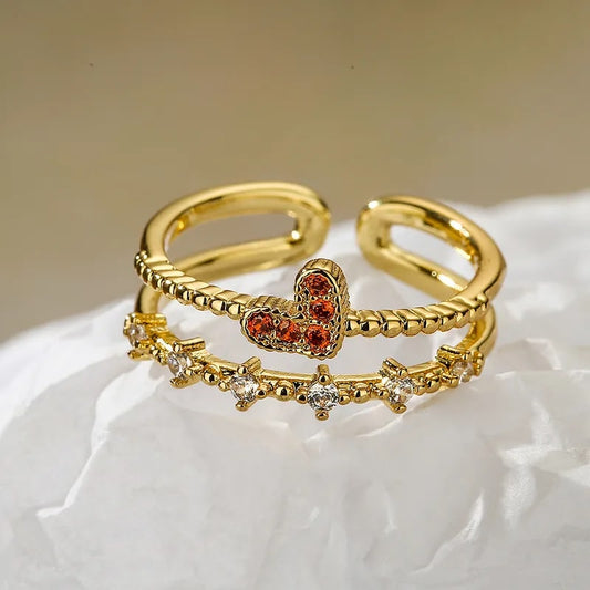 Red Zirconia Heart Ring