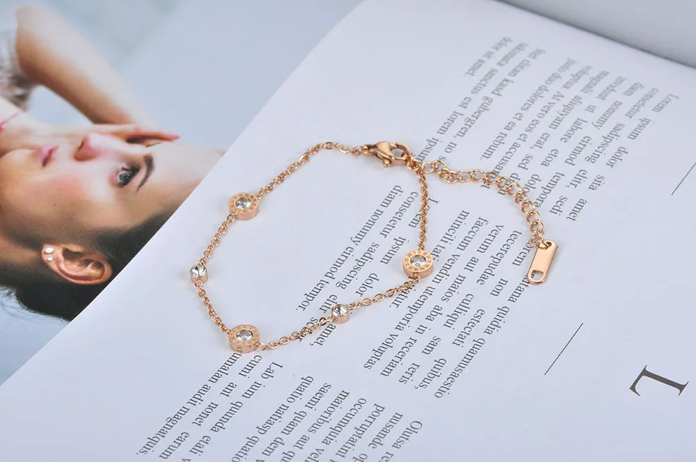 Roman Numerals  Adjustable Zircon Bracelet