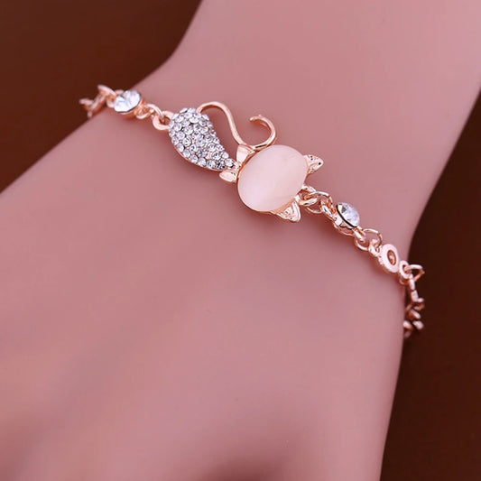 Cat Kitty  Adjustable Zircon Bracelet