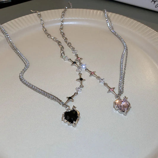 Maleficent  Heart Star  Zircon  Pendant Necklace