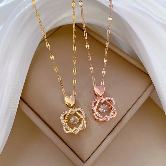 HEXA  Heart  Zircon  Pendant Necklace