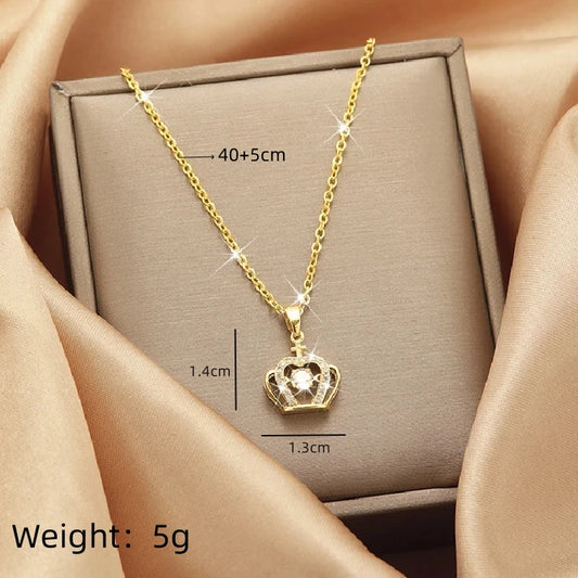 Diamond Crown  Zircon Korean Pendant Necklace