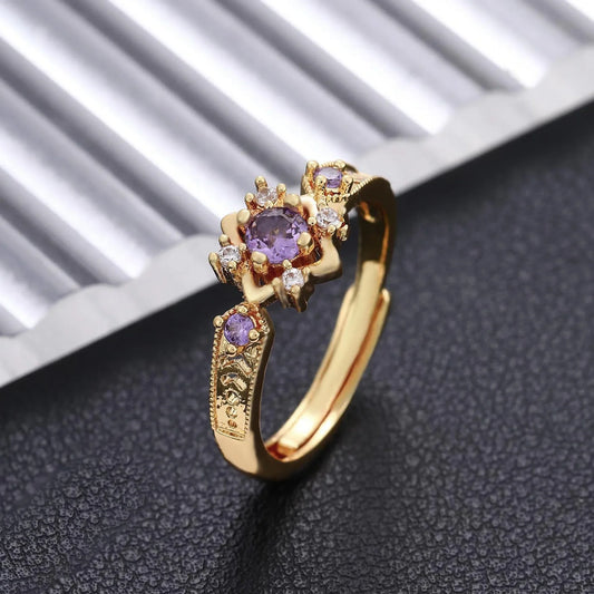 Atlas Star 🌟 Purple Square Micro Zircon Diamond Ring